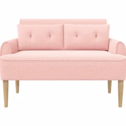 vidaXL Loungebank met knopencomfort Roze 117 x 67 x 77 cm Bouclé