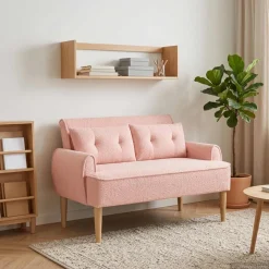 vidaXL Loungebank met knopencomfort Roze 117 x 67 x 77 cm Bouclé
