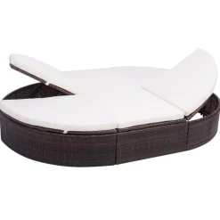 vidaXL Loungebed met kussen poly rattan bruin
