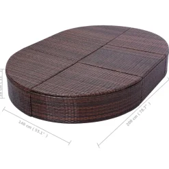 vidaXL Loungebed met kussen poly rattan bruin