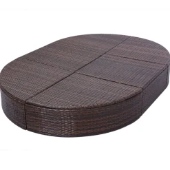 vidaXL Loungebed met kussen poly rattan bruin