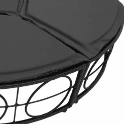 vidaXL Loungebed met luifel en kussens poly rattan zwart
