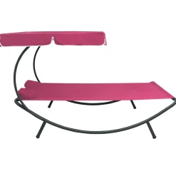 vidaXL Loungebed met luifel en kussens roze