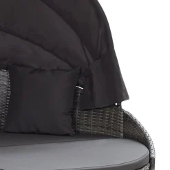 vidaXL Loungebed met luifel poly rattan grijs