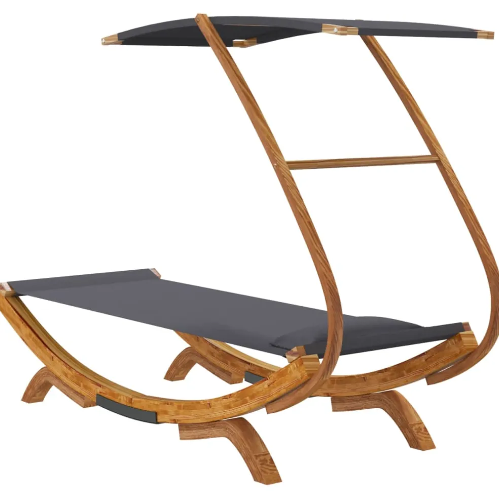 vidaXL Loungebed met luifel 100x200x126 cm gebogen hout antracietkleur