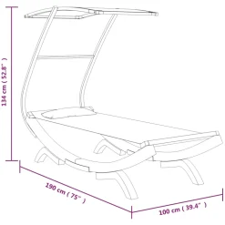 vidaXL Loungebed met luifel 100x200x126 cm gebogen hout antracietkleur