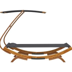 vidaXL Loungebed met luifel 100x200x126 cm gebogen hout antracietkleur