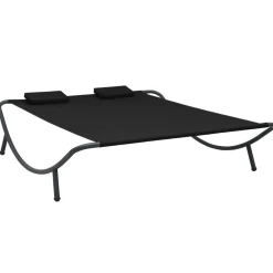 vidaXL Loungebed stof zwart