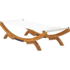 vidaXL Loungebed 100x188,5x44 cm massief gebogen hout crèmekleurig
