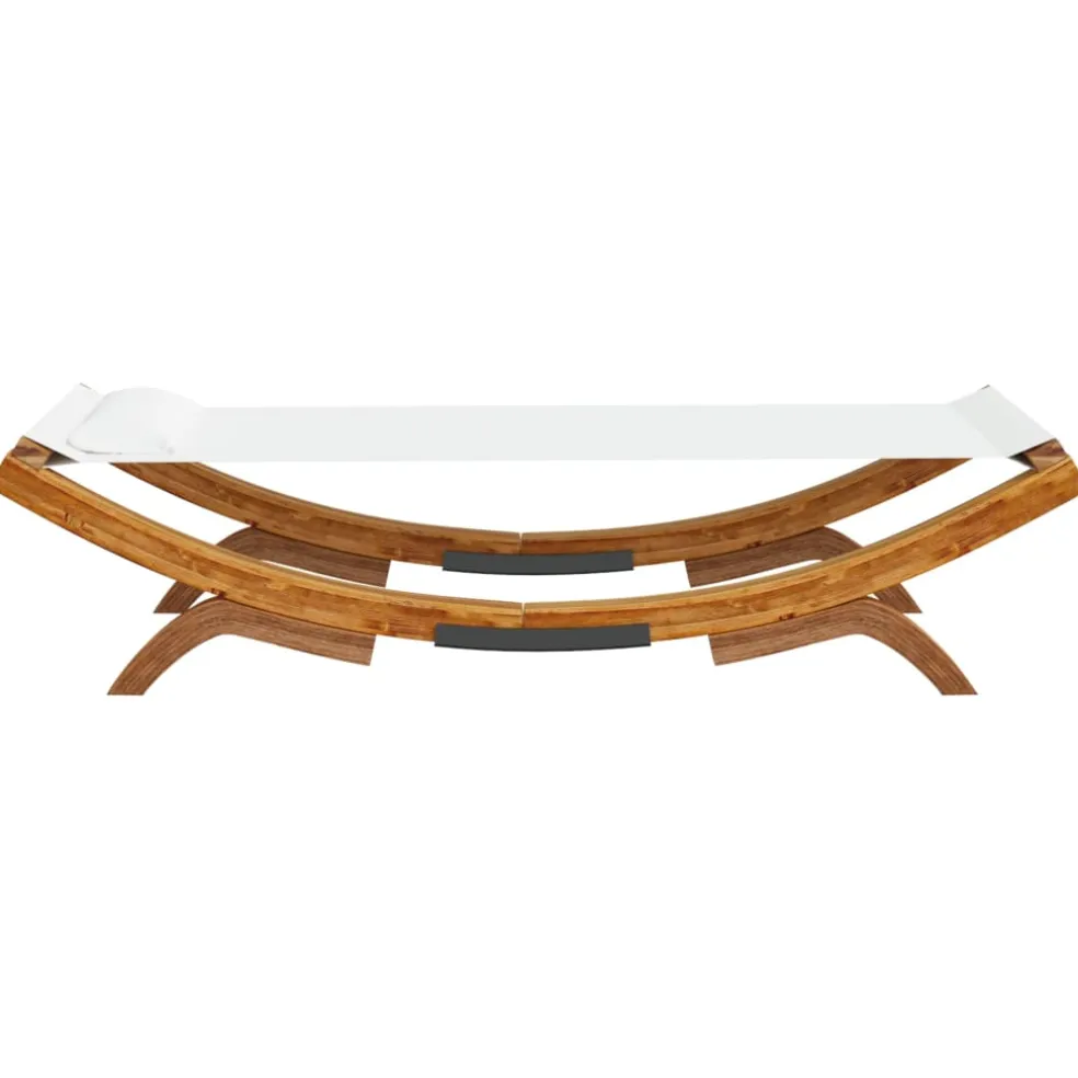vidaXL Loungebed 100x188,5x44 cm massief gebogen hout crèmekleurig
