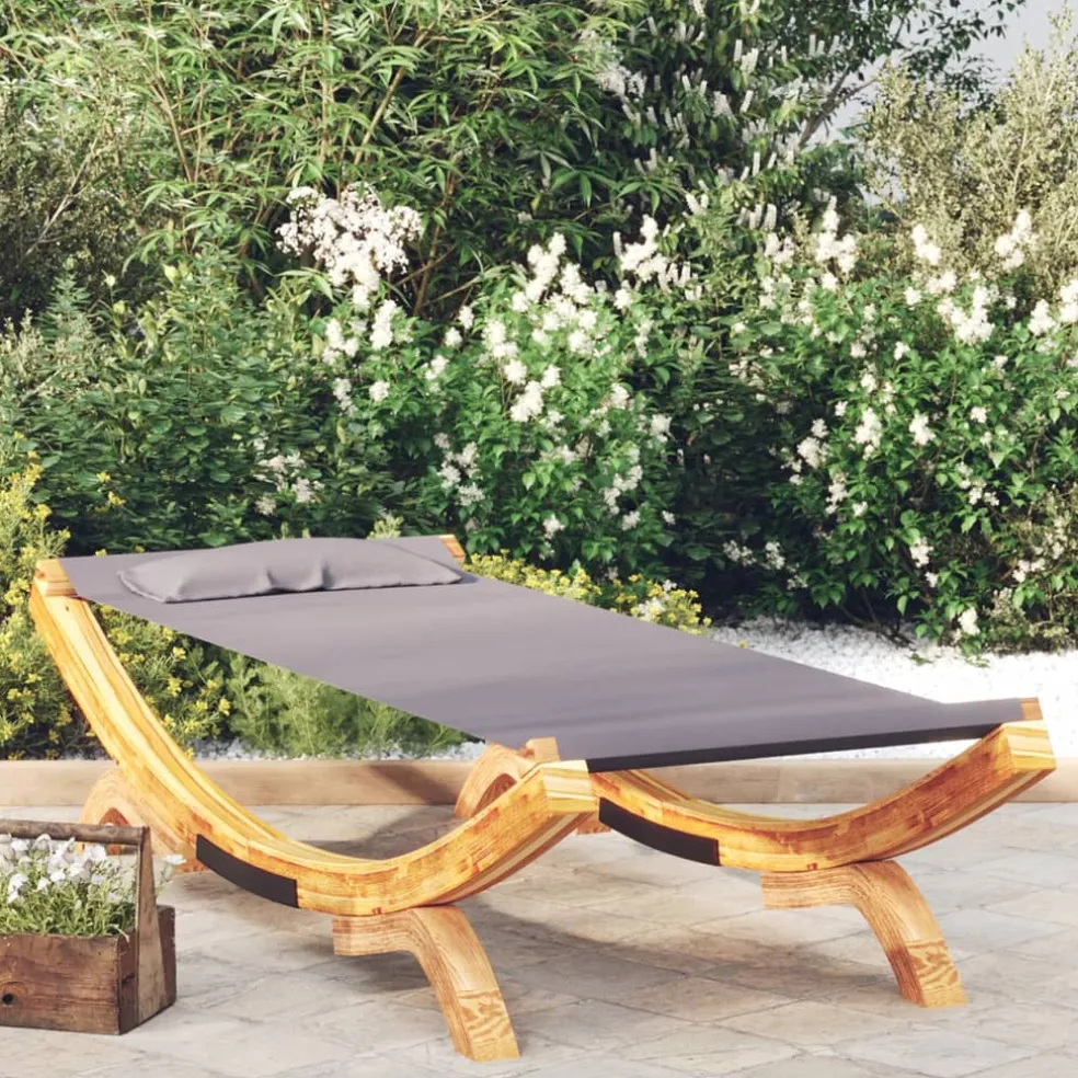 vidaXL Loungebed 100x188,5x44 cm massief gebogen hout antracietkleurig