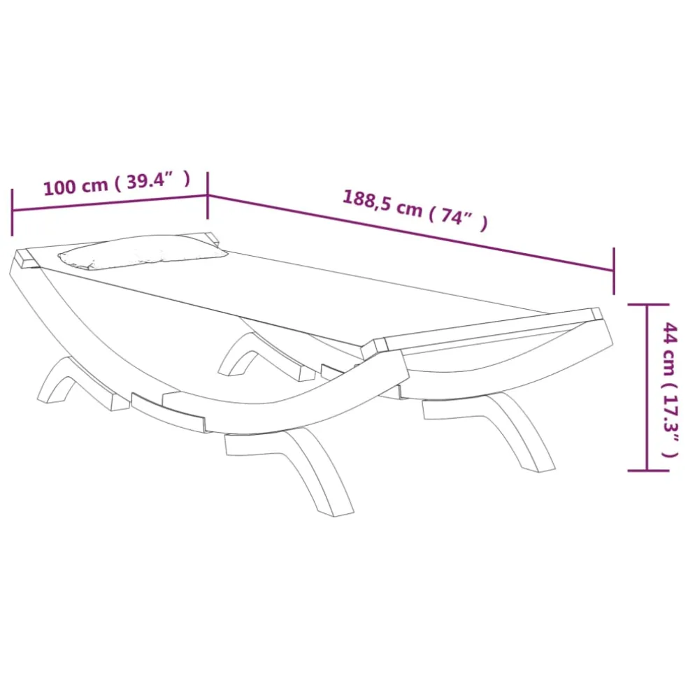vidaXL Loungebed 100x188,5x44 cm massief gebogen hout antracietkleurig