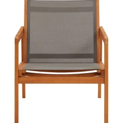 vidaXL Loungestoel massief eucalyptushout en textileen grijs
