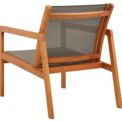 vidaXL Loungestoel massief eucalyptushout en textileen grijs