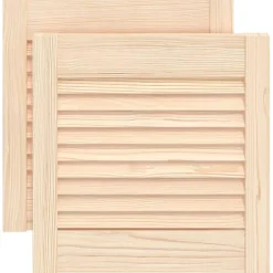 vidaXL Louvrede deuren 2 st Naturel 39,5 x 39,4 cm Massief grenenhout
