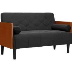 vidaXL Loveseat bank met bolsters zwart 110 cm fluweel