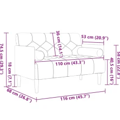 vidaXL Loveseat bank met bolsters zwart 110 cm fluweel