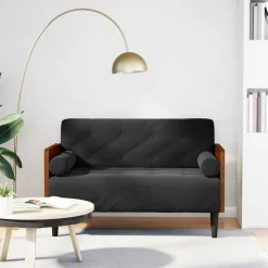 vidaXL Loveseat bank met bolsters zwart 110 cm fluweel