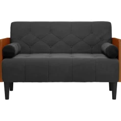 vidaXL Loveseat bank met bolsters zwart 110 cm fluweel