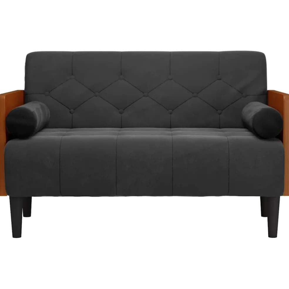 vidaXL Loveseat bank met bolsters zwart 110 cm fluweel