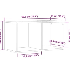 vidaXL LP Opbergbox 69,5x34x36 cm bewerkt hout oud houtkleurig
