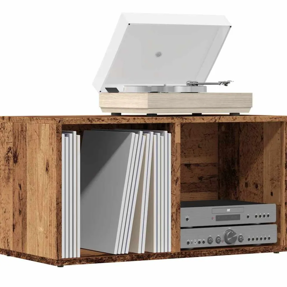 vidaXL LP Opbergbox 69,5x34x36 cm bewerkt hout oud houtkleurig