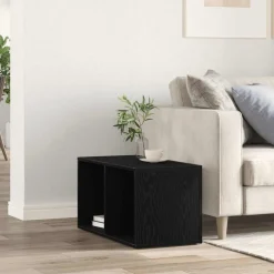 vidaXL LP Opbergbox 71x34x36 cm spaanplaat zwart eikenkleurig