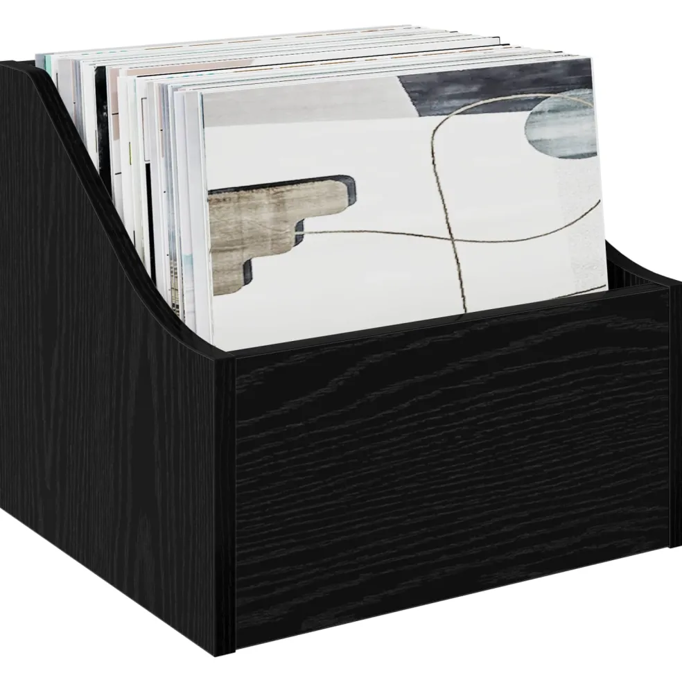vidaXL LP Recorddoos Zwart eiken 37 x 33 x 32 cm Bewerkt hout