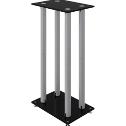 vidaXL Luidsprekerstandaards 2 st 4 pijlers gehard glas zwart zilver