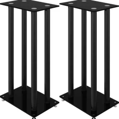 vidaXL Luidsprekerstandaards 2 st 4 pijlers gehard glas zwart