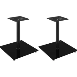 vidaXL Luidsprekerstandaards 2 st 1 pijler gehard glas zwart