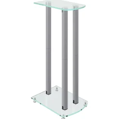 vidaXL Luidsprekerstandaards 2 st 3 pijlers gehard glas zilverkleurig
