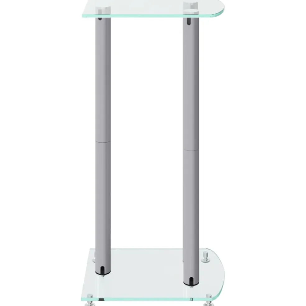 vidaXL Luidsprekerstandaards 2 st 3 pijlers gehard glas zilverkleurig