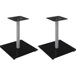 vidaXL Luidsprekerstandaards 2 st 1 pijler gehard glas zwart en zilver