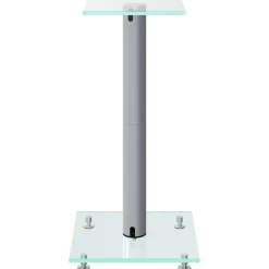 vidaXL Luidsprekerstandaards 2 st 1 pijler gehard glas zilverkleurig