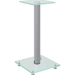 vidaXL Luidsprekerstandaards 2 st 1 pijler gehard glas zilverkleurig