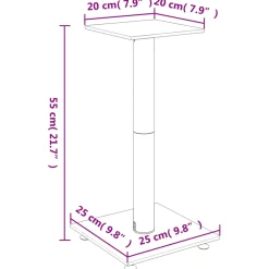 vidaXL Luidsprekerstandaards 2 st 1 pijler gehard glas zwart en zilver