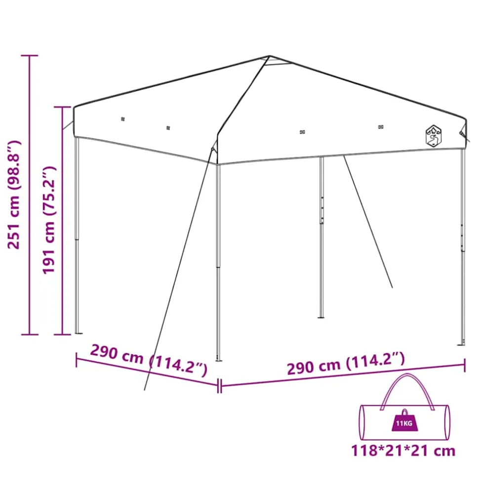 vidaXL Luifeltent 290 x 290 x 251 cm Groen Stof