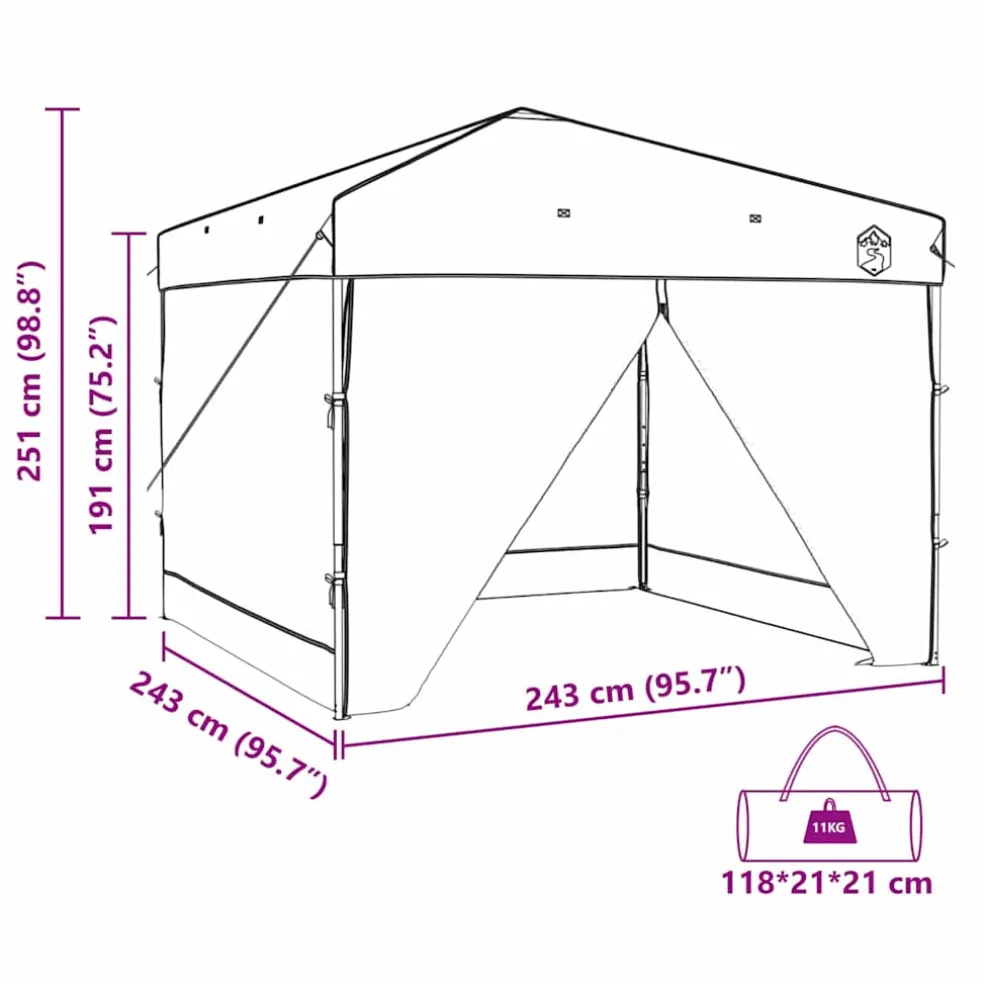vidaXL Luifeltent 243 x 243 x 251 cm Groen Stof