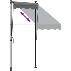 vidaXL Luifel uittrekbaar 100x150 cm stof en staal antracietkleurig
