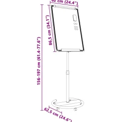 vidaXL Magnetisch whiteboard Grijs en Wit 62 x 62,5 x 197 cm EPS