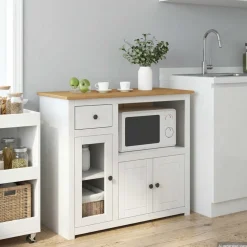 VidaXL Magnetron Dressoir PANAMA Wit en Honing Was 99.5 x 44 x 86.5 cm