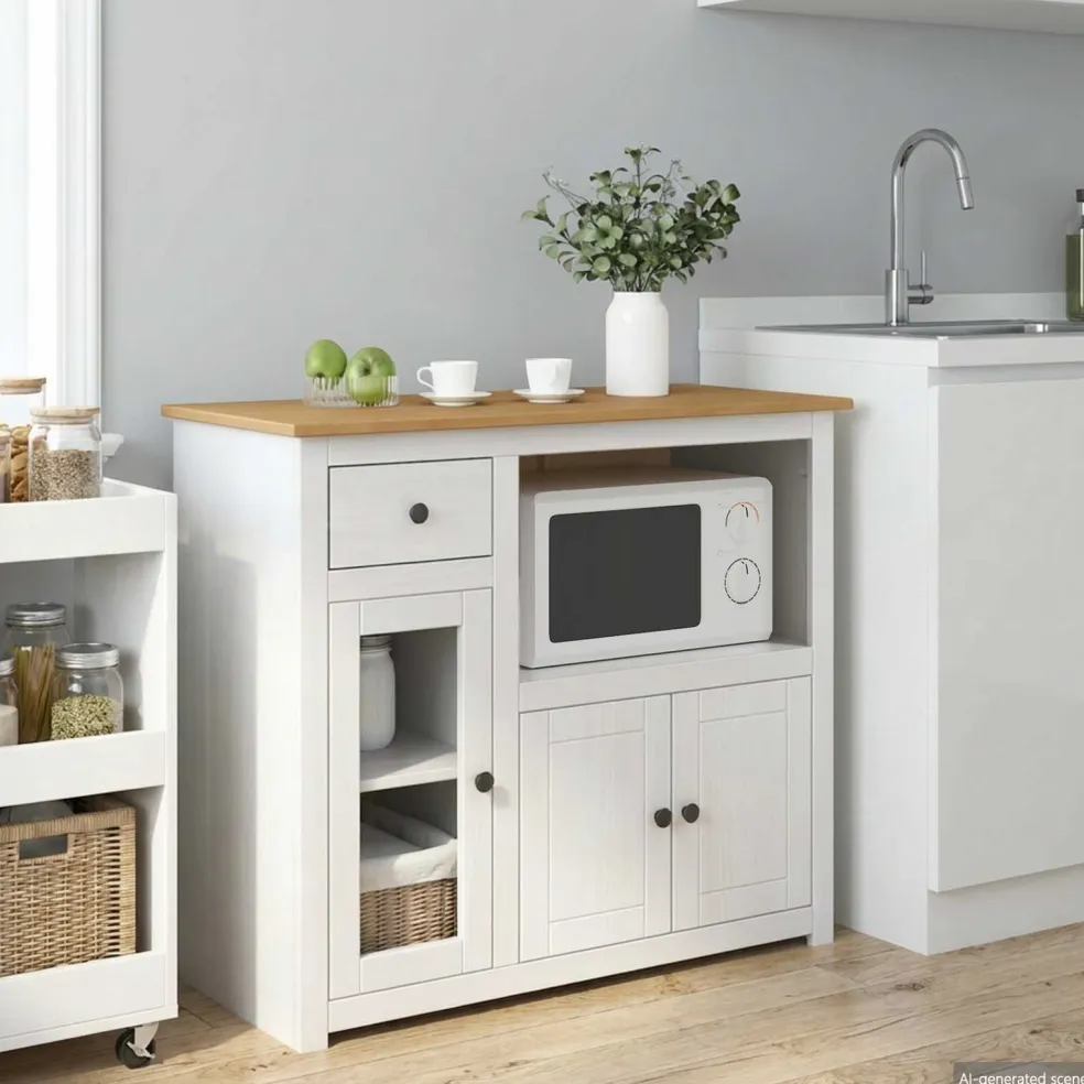 VidaXL Magnetron Dressoir PANAMA Wit en Honing Was 99.5 x 44 x 86.5 cm
