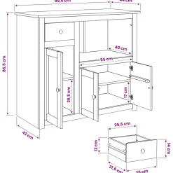 VidaXL Magnetron Dressoir PANAMA Wit en Honing Was 99.5 x 44 x 86.5 cm