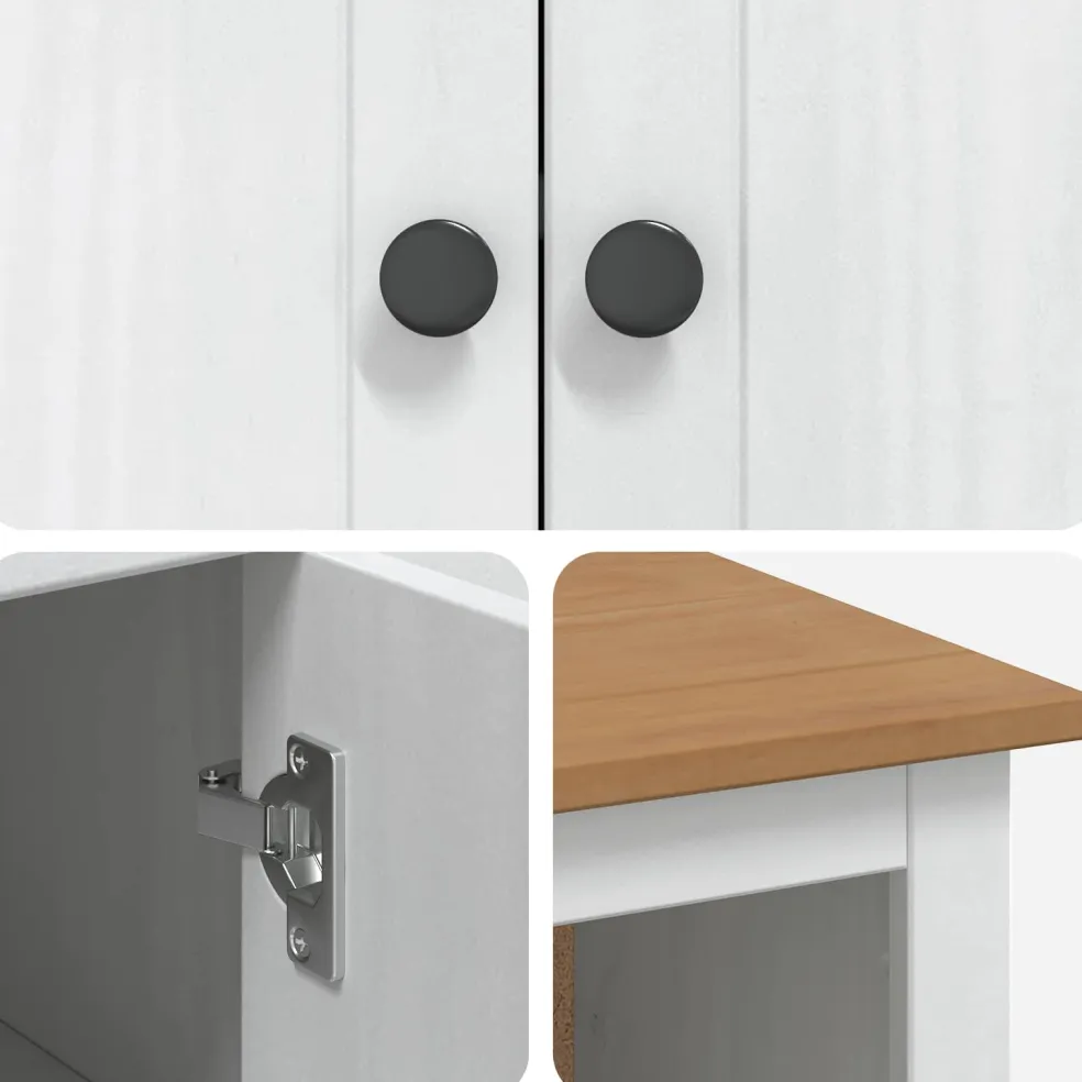 VidaXL Magnetron Dressoir PANAMA Wit en Honing Was 99.5 x 44 x 86.5 cm