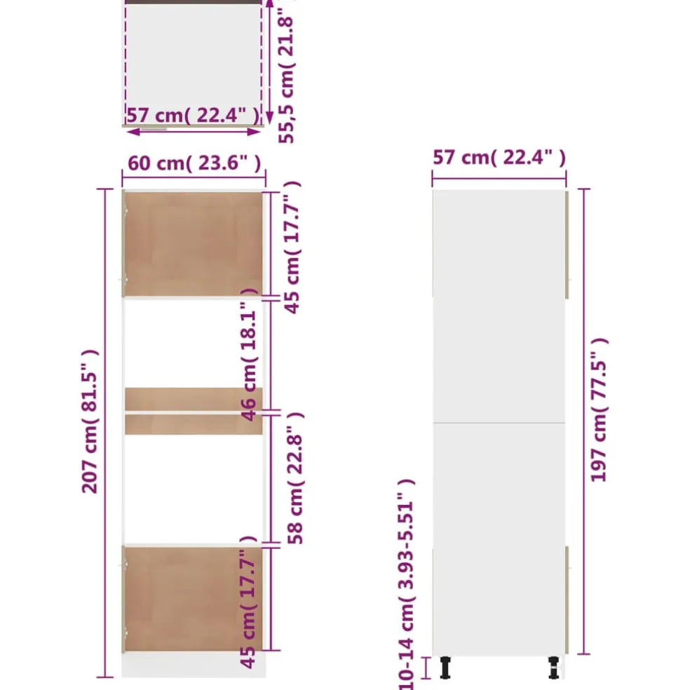 vidaXL Magnetronkast Lyon 60x57x207 cm bewerkt hout gerookt eiken