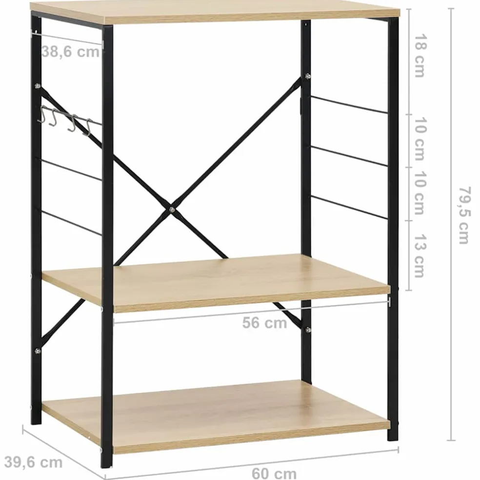 vidaXL Magnetronkast 60x39,6x79,5 cm bewerkt hout zwart en eikenkleur