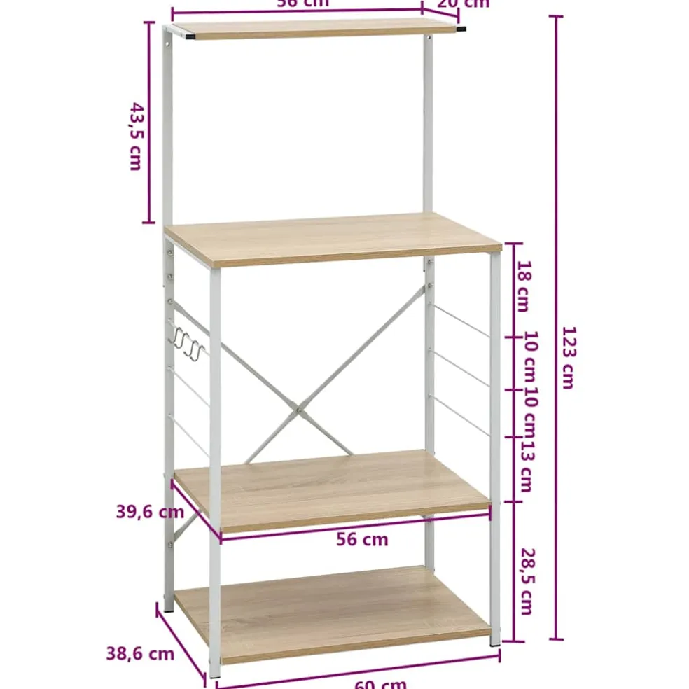vidaXL Magnetronkast 60x39,6x123 cm bewerkt hout wit en eikenkleurig