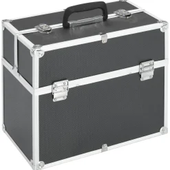 vidaXL Make-up koffer 38x23x34 cm aluminium zwart