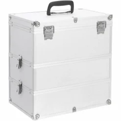 vidaXL Make-up koffer 22x30x21 cm aluminium roze